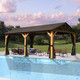12'x20' Cedar Wood Hardtop Gazebo with Galvanized Steel Gable Roof Outdoor Patio Permanent Pergola for Deck & Backyard