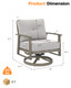 2-Piece 360° Swivel Plush Gray Aluminum Garden Sofa Chairs
