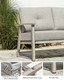 3-Seater Grey Aluminum Outdoor Sofa Hand-Brushed All-Weather Garden Furniture Set