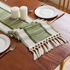 Boho style Table Runner with Tassels, Green