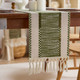 Boho style Table Runner with Tassels, Green