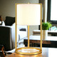 22" Modern Brass Metal Table Lamp with White Drum Shade 220V AC