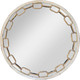 23.63" Vintage Metal Round Wall Mirror Decorated with Distressed Metal Chain Link 