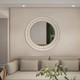 Round Wood Mirror with Carved Frame, Rustic Large Wall Mirror