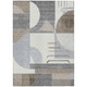 Geometric Indoor/Outdoor Area Rug Blue Gray and Ivory Washable Carpet