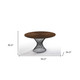 54" Solid Wood and Iron Pedestal Base Dining Table Brown and Black with Rounded Design