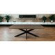 Solid Wood and Iron Pedestal Base Dining Table Natural and Black Solid Wood and Iron Pedestal Base Dining Table