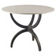 40" Dining Table with Off-White and Black Rounded Marble Top Three-Leg Base Made of Metal