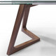 Self-Storing Leaf Dining Table with Clear and Brown Glass and Solid Wood