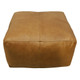  22" Tan Genuine Leather Pouf Ottoman 