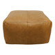  22" Tan Genuine Leather Pouf Ottoman 