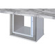 Light Gray and White Marble Pedestal Base Dining Table