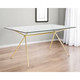 Minimalist Dining Table Clear and Gold Glass Top with Extendable Steel