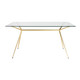 Minimalist Dining Table Clear and Gold Glass Top with Extendable Steel
