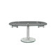  40" Clear and Silver Glass & Metal Self-Storage Leaf Motion Extendable Dining Table