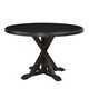 48" Pedestal Base Dining Table Set Black Wood with Round Top Expandable Feature Industrial Design