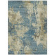 9' X 12' Plush Indoor Outdoor Area Rug Blue Beige Abstract Design Viscose Material