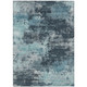 9' X 12' Teal Blue and Navy Blue Abstract Indoor Outdoor Area Rug, Washable
