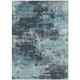 9' X 12' Teal Blue and Navy Blue Abstract Indoor Outdoor Area Rug, Washable