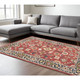 Handmade Bohemian Area Rug 4' X 6' Red Blue Abstract Pattern