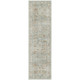 8' Blue and Ivory Oriental Distressed Runner Rug with Fringe Stylish Vintage-Inspired