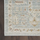 8' Blue and Ivory Oriental Distressed Runner Rug with Fringe Stylish Vintage-Inspired