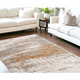 9' X 13' Gray Gold Abstract Non-Skid Area Rug Polyester Machine Made Rectangle Pattern