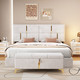 2-Pieces Bedroom Sets Queen Size Upholstered Platform Bed With Hydraulic Storage System Storage Ottoman With Metal Leg in Beige