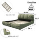 King-Size Luxury Green Upholstered Platform Bed with Oversized Padded Backrest Smart Modern Design Solid Wood Frame