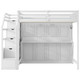Full XL Size Loft Bed With Storage Staircase and Full Size Murphy Bed With LED Light in White Color