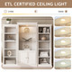 78.75 Inch Tall 3-Pieces Bookcase Display Cabinet With 5 Colors Adjustable LED Ceiling Light - White Color