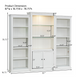 78.75 Inch Tall 3-Pieces Bookcase Display Cabinet With 5 Colors Adjustable LED Ceiling Light - White Color