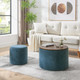 Round Chenille Storage Living Room Chairs, Equipped with a Drum Shaped Small Stool, Storage Space, and MDF Desktop Panel