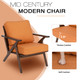 Mid Century Wood Frame Accent Leather Chair