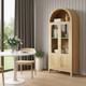 Natural Arched Accent Cabinet With Two Glass Panel Doors
