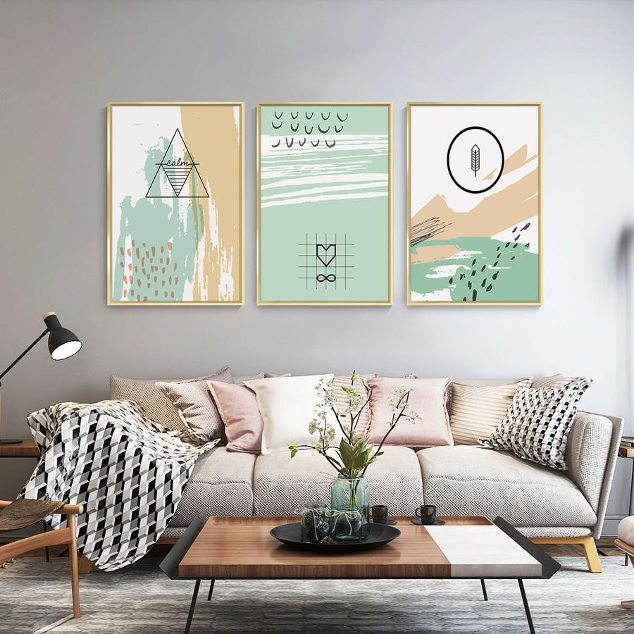 Framed Canvas Wall Art Impressionism Oil Paintings Aesthetic Prints for Living Room Bedroom Office or Home; 3 Pieces