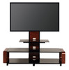 Curved Wood TV Stand/cart with Mount for 35 - 85 inch TV Dark Oak/Black