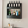 2-Tier Floating Wine and Liquor Rack, Black