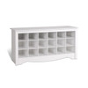 18 pair Shoe Storage Cubby Bench, White