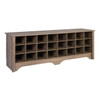 24 pair Shoe Storage Cubby Bench, Drifted Gray