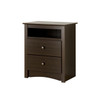 Fremont Tall 2-Drawer Nightstand with Open Shelf, Espresso