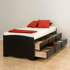 Tall Twin Captain's Platform Storage Bed with 6 Drawers, Black