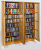 62" Double Mission CD/DVD Cabinet w/Tempered Glass Doors - Oak