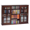 Triple Sliding Door Wall Mount CD/DVD Cabinet - Walnut