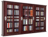 Triple Sliding Door Wall Mount DVD CD Cabinet - Dark Cherry
