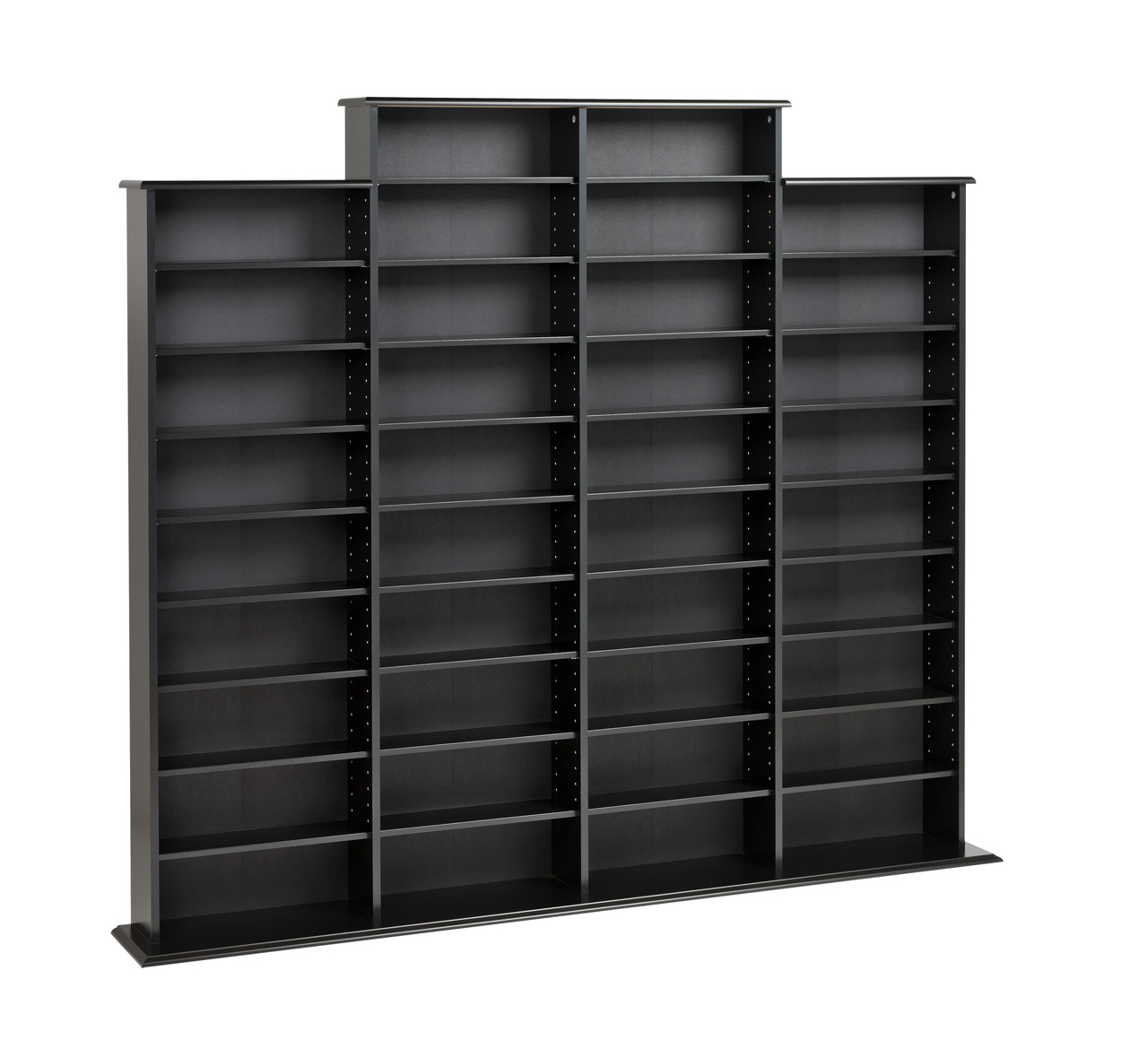 Quad Wide DVD/CD Rack, 1520 CD 702 DVD Tower - Black