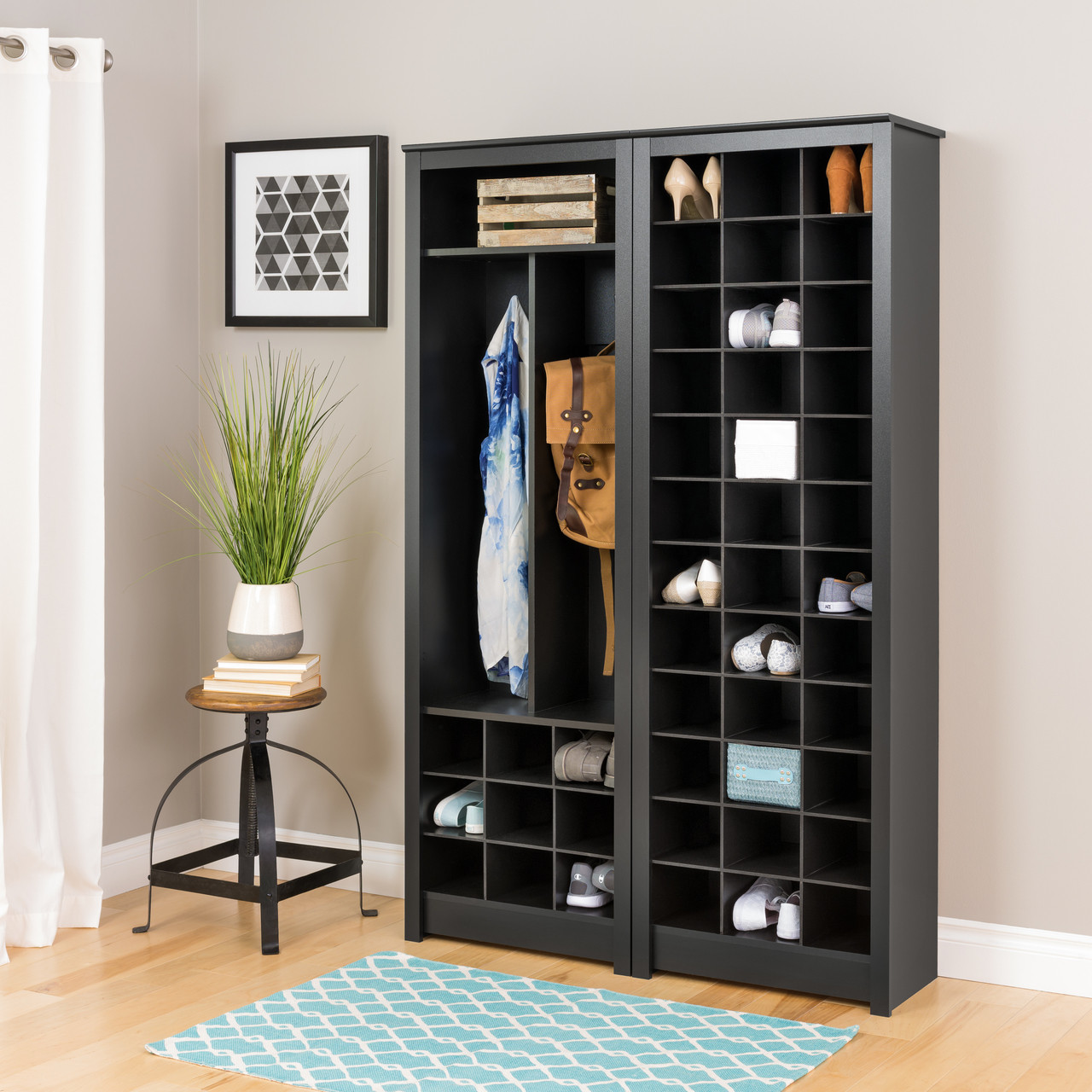 Prepac Space-Saving Drifted Gray Shoe Storage Cabinet