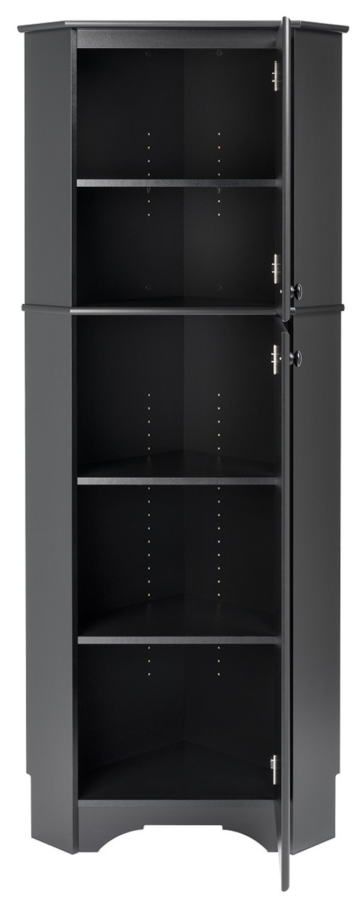Elite Tall 2 Door Corner Storage Cabinet Black
