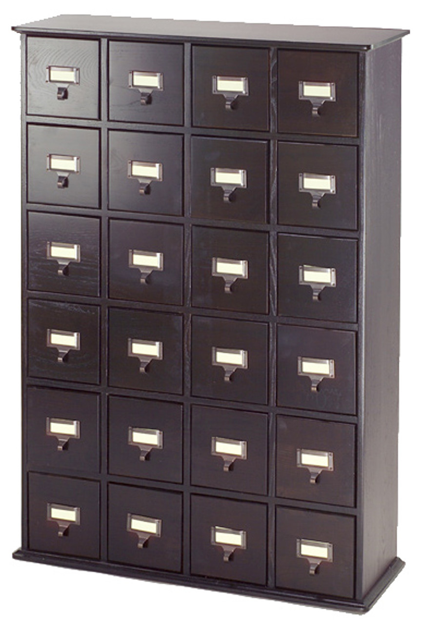 Hardwood Library 192 Dvd 456 Cd Storage Drawer Cabinet Espresso