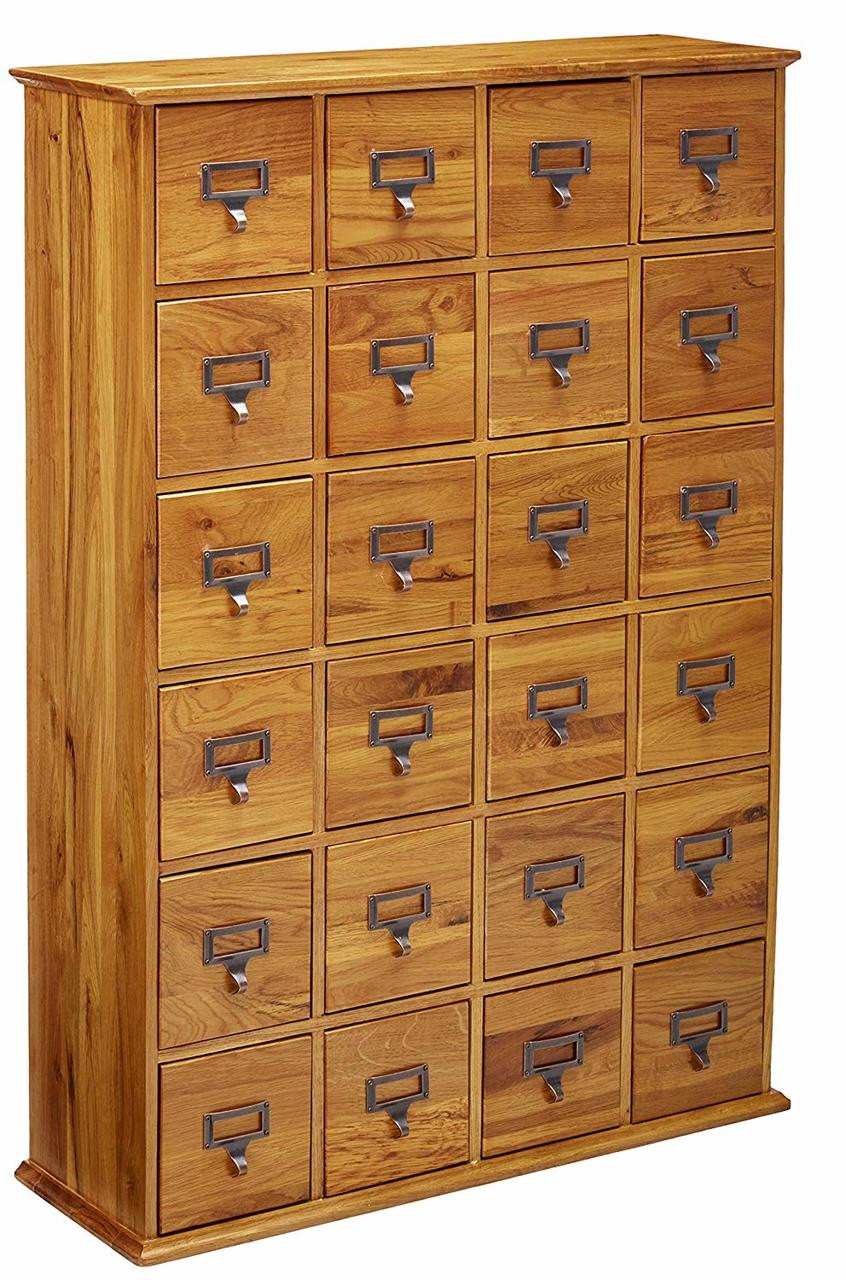 Hardwood Library 192 Dvd 456 Cd Storage Drawer Cabinet Oak